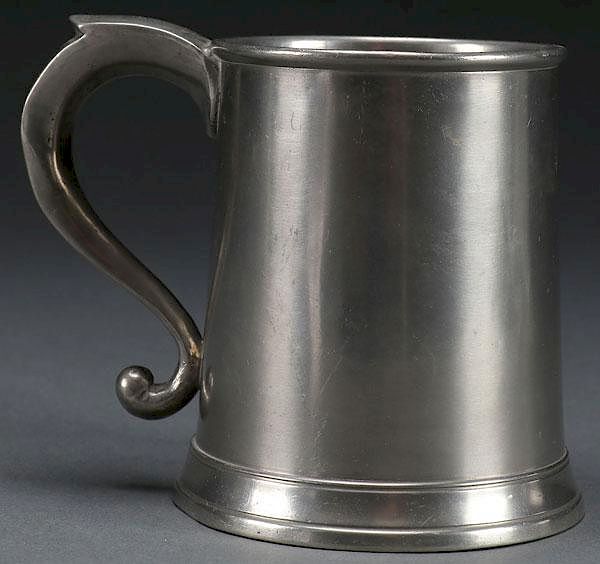 Appraisal: EARLY AMERICAN PEWTER MUG THOMAS BOARDMAN A GOOD EARLY AMERICAN