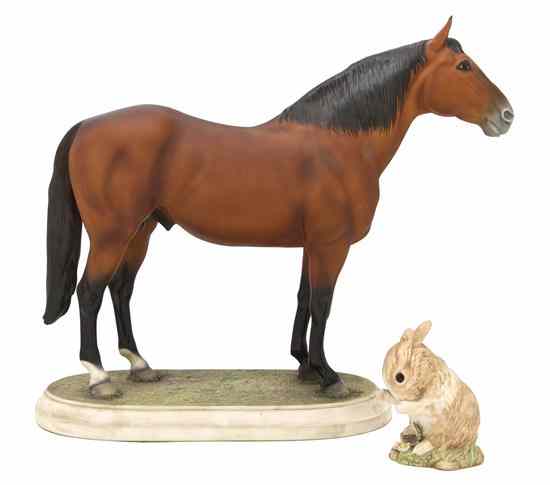 Appraisal: A Boehm Figure of a Horse naturalistically modeled standing on