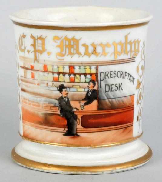 Appraisal: Druggist Shaving Mug Gilt name C P Murphy Fantastic image