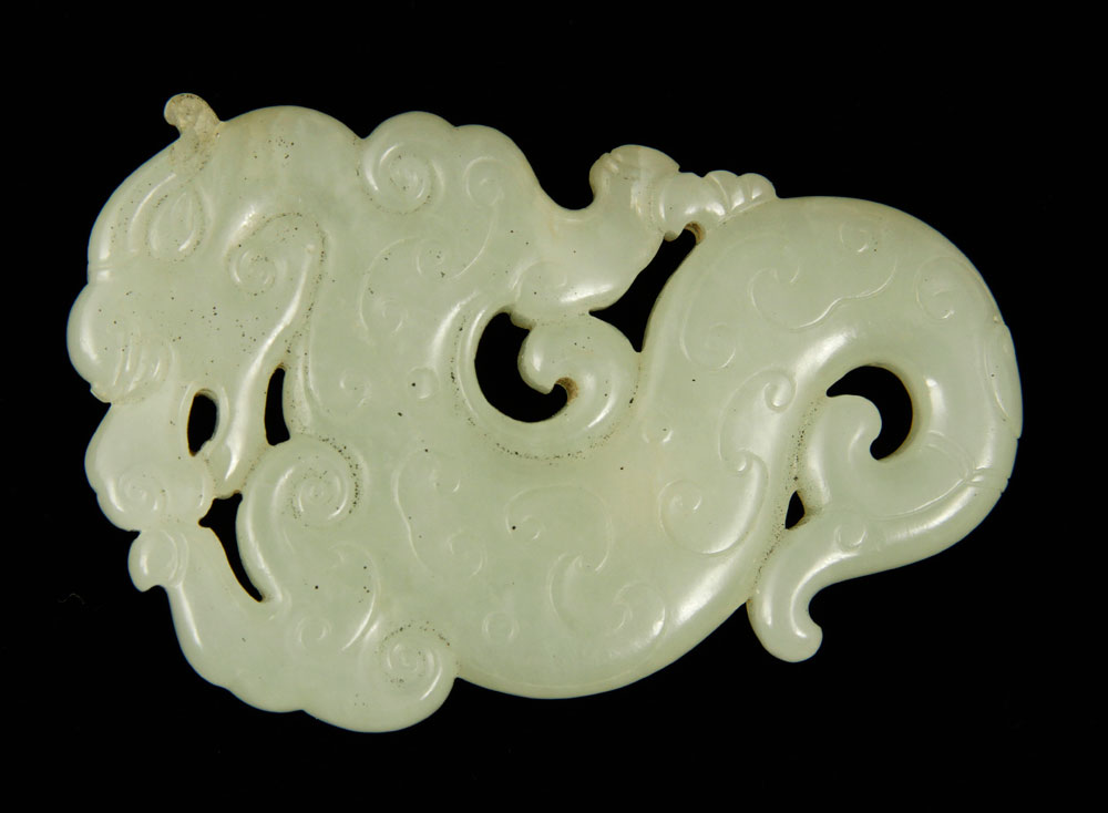 Appraisal: - Carved Jade Pendant Carved jade pendant China in shape