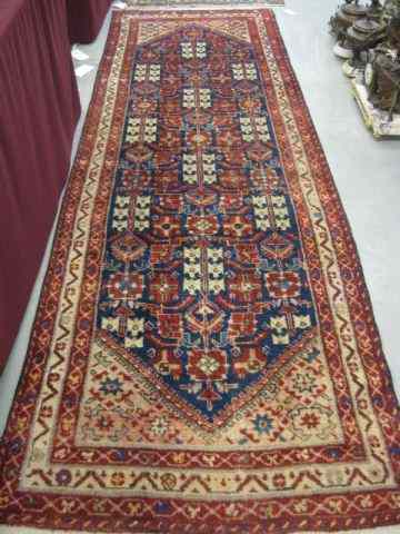 Appraisal: Malayer Persian Handmade Runner elaborate overall designs red white blue