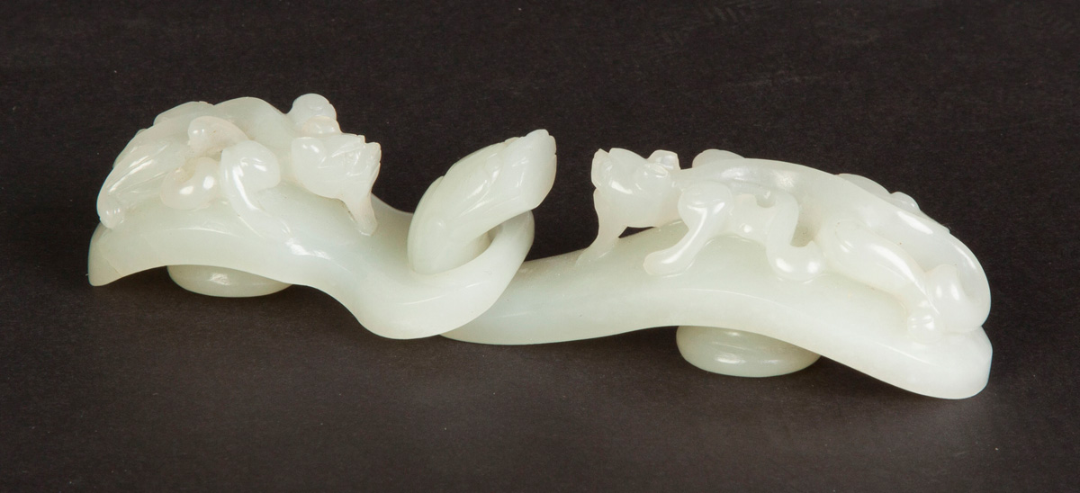 Appraisal: Chinese Carved Jade Two Piece Belt Hook