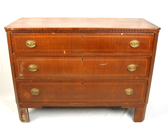 Appraisal: A th C Chest of Drawers mahogany with string inlay