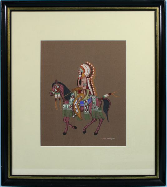 Appraisal: Fred Beaver Creek Indian-American - Indian chief on horse tempera