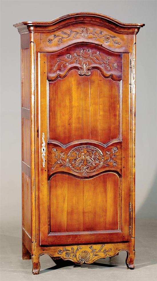 Appraisal: French Provincial carved walnut armoire early th century domed and