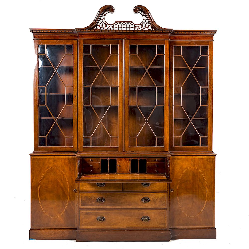 Appraisal: George III style mahogany breakfront secretary third quarter th century