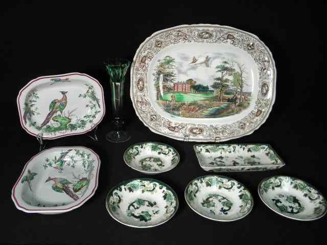 Appraisal: Group lot of assorted fine porcelain and a green cut