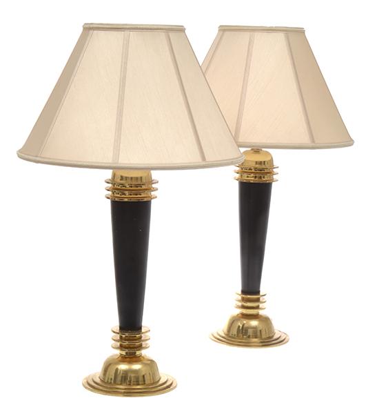 Appraisal: A PAIR OF ART DECO STYLE LAMPS tapering cylindrical with