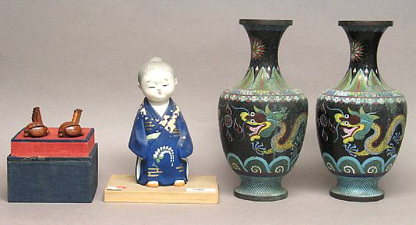 Appraisal: A group of Chinese decorations Including a pair of cloisonn