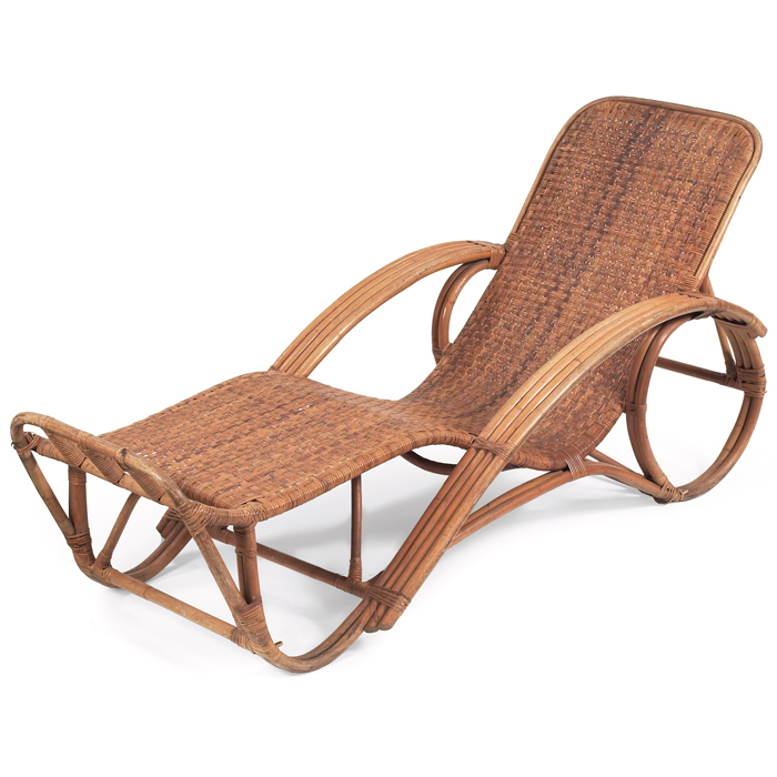 Appraisal: Heywood Wakefield lounge chair in rattan signed with metal tag