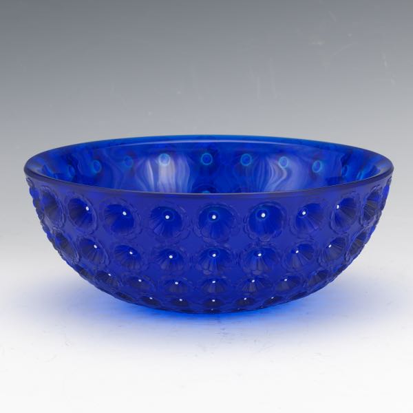 Appraisal: BLUE LALIQUE NEMOURS BOWL x Heavy royal blue crystal centerpiece