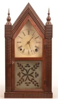 Appraisal: J C Brown Mahogany Ripple Front Steeple Clock J C