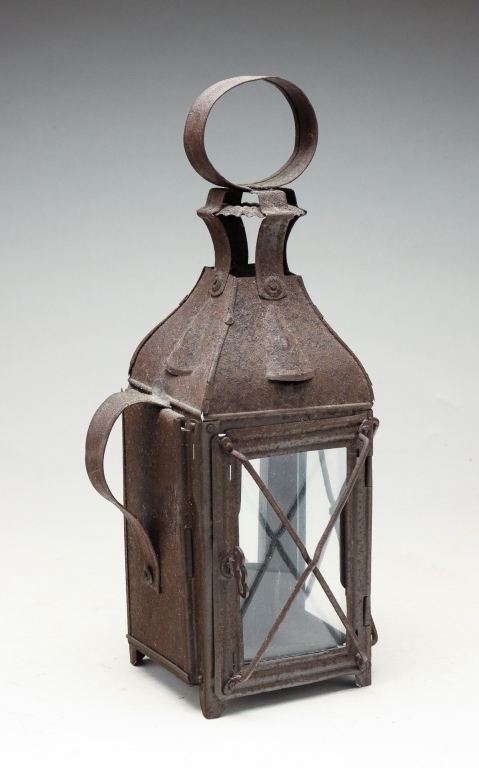 Appraisal: AMERICAN TIN CANDLE LANTERN Second half th century Diminutive with