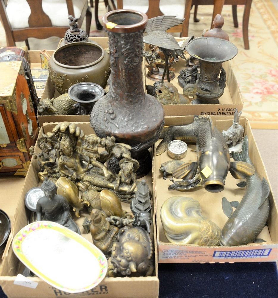 Appraisal: Four tray lots of Chinese and Japanese brass and bronze