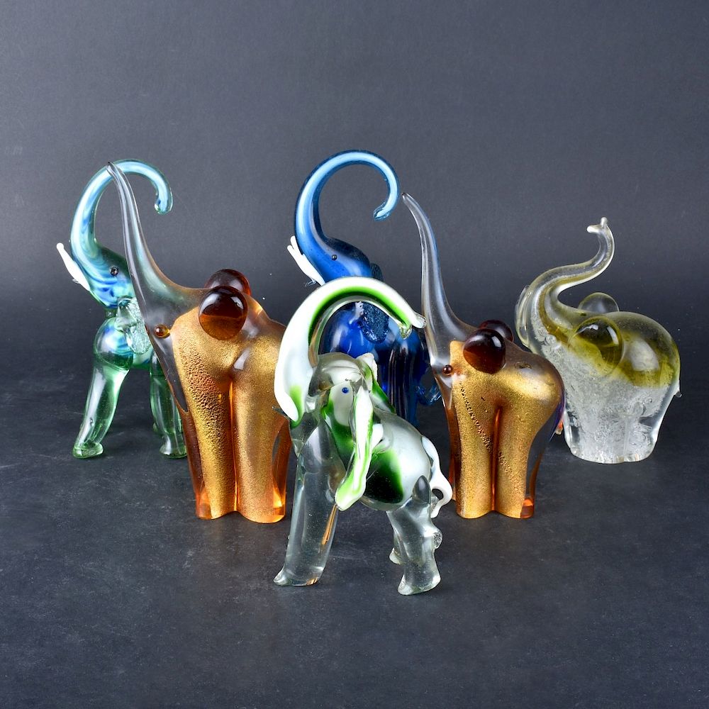 Appraisal: Collection of Murano Art Glass Elephant Figures Collection of Murano