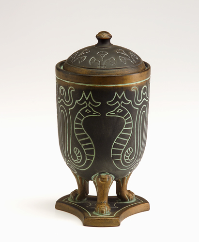 Appraisal: NORSE Humidor on three animal feet incised with an Egyptian-revival