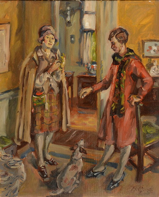 Appraisal: D G AFTER HAROLD HARVEYTwo ladies and a dog signed