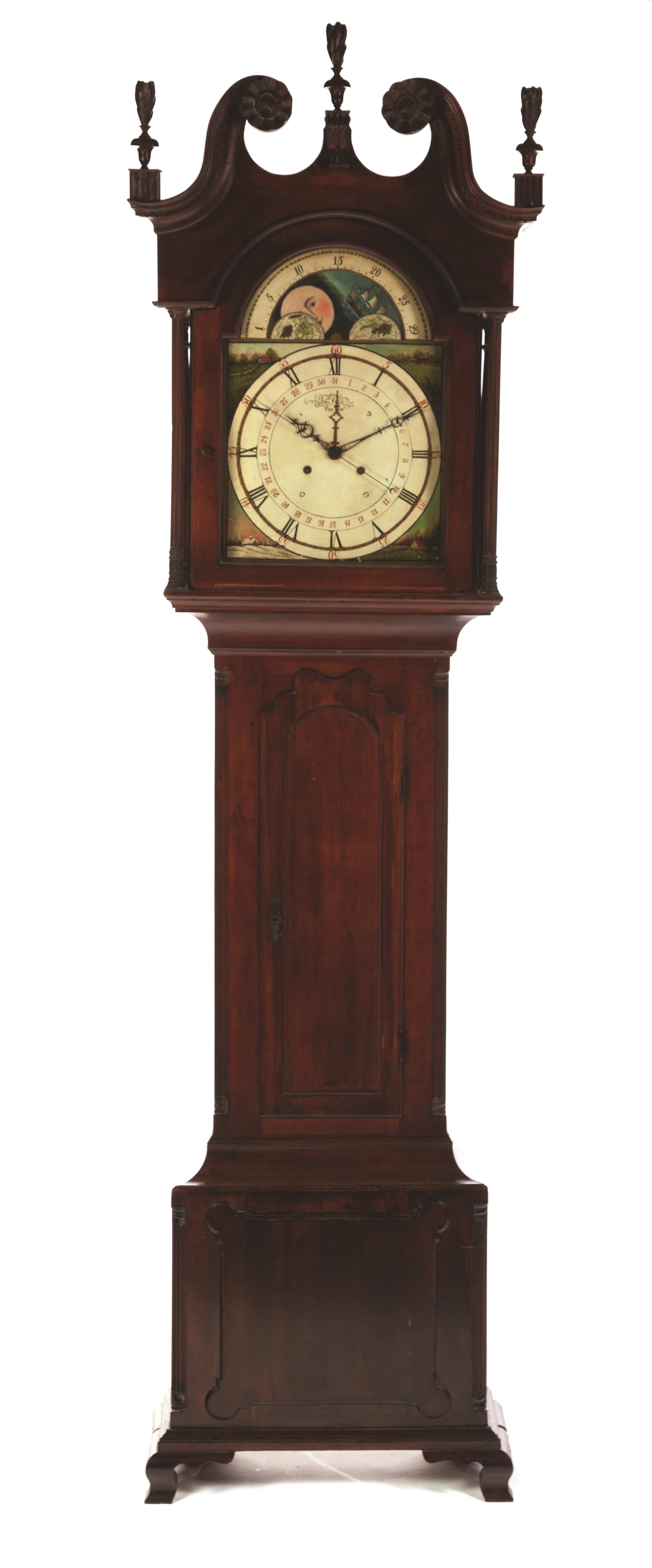 Appraisal: PENNSYLVANIA CHIPPENDALE TALL CASE CLOCK Second half- th century cherry