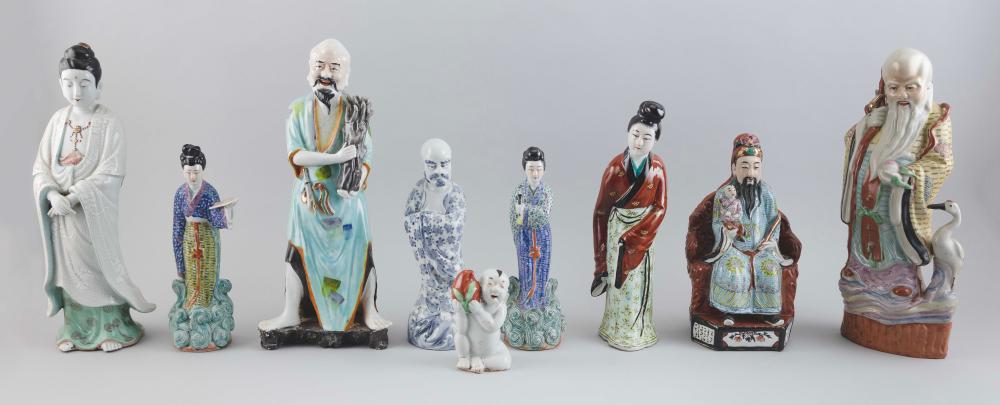 Appraisal: NINE ASSORTED PORCELAIN FIGURES MOSTLY CHINESE FIRST HALF OF THE