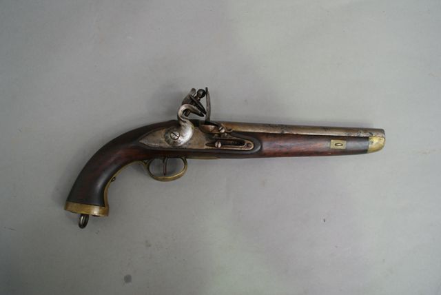 Appraisal: A Belgian flintlock contract dragoon pistol inch barrel caliber single