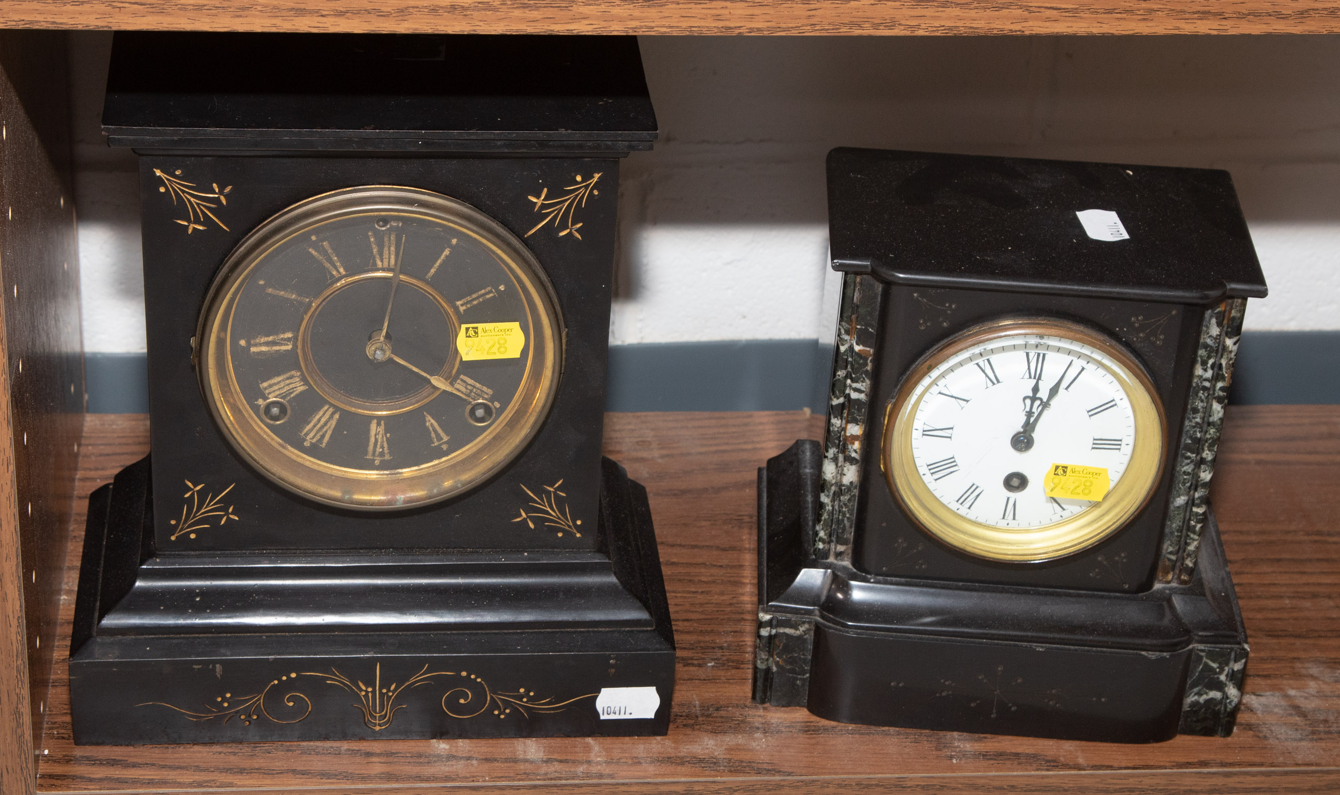 Appraisal: TWO NEOCLASSICAL STYLE MANTLE CLOCKS Late th century including one