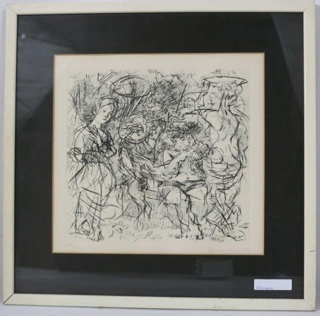 Appraisal: JACK LEVINE - FRAMED ETCHING DEPICTINGA BAND CONCERT SIGNED LOWER