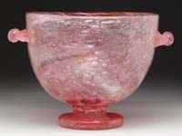 Appraisal: SIGNED SCHNEIDER CLUTHRA VASE Pink cluthra glass with white swirls