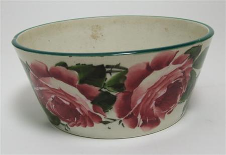 Appraisal: WEMYSS LARGE DOG BOWL CIRCA decorated with cabbage roses impressed