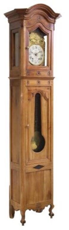 Appraisal: French Provincial fruitwood longcase clock th c gilt metal surround