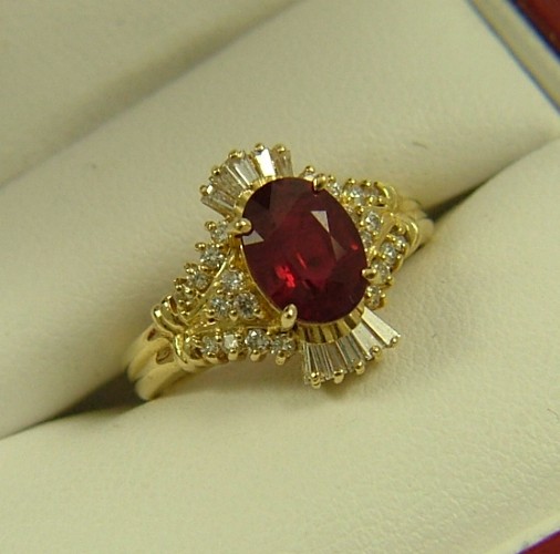 Appraisal: RUBY AND DIAMOND RING K yellow gold setting estimated weight