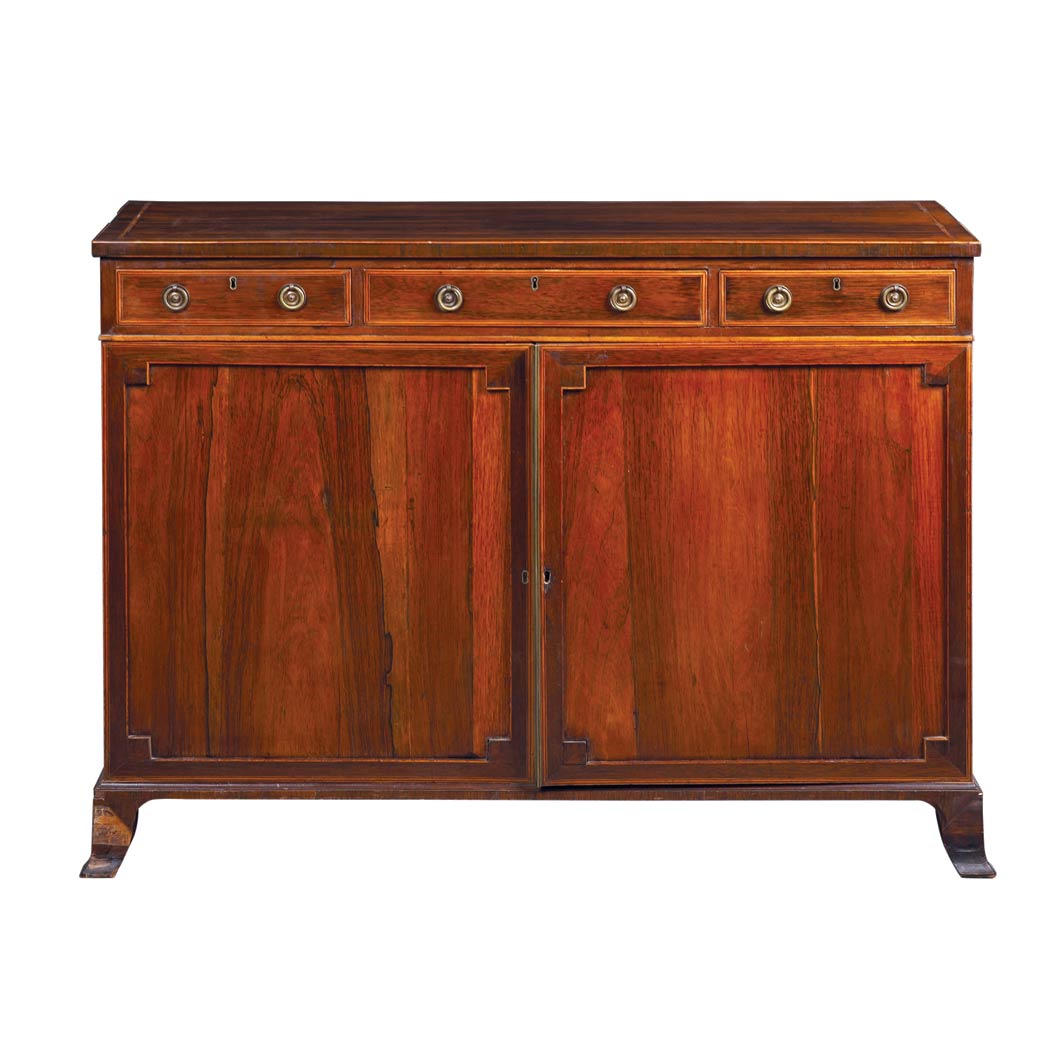 Appraisal: George III Satinwood Banded Rosewood Side Cabinet Late th century