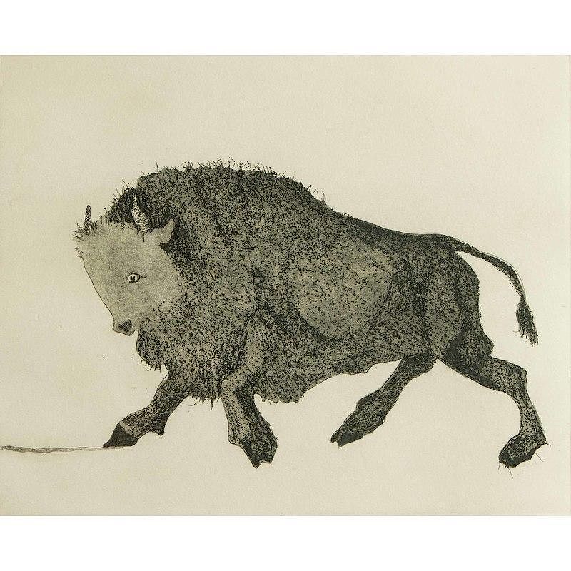 Appraisal: Fritz Scholder - Etching Imaginary Buffalo Framed etching on paper