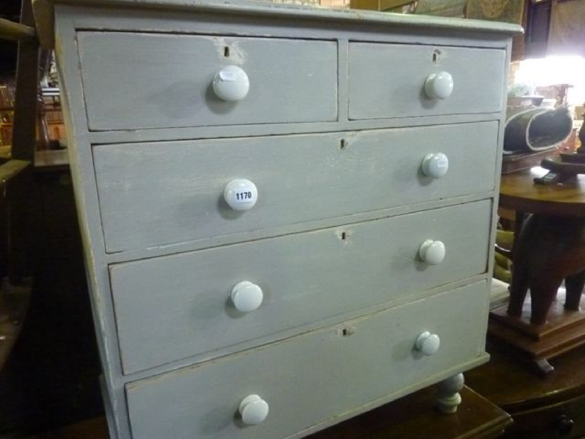 Appraisal: A Victorian pine bedroom chest of three long and two