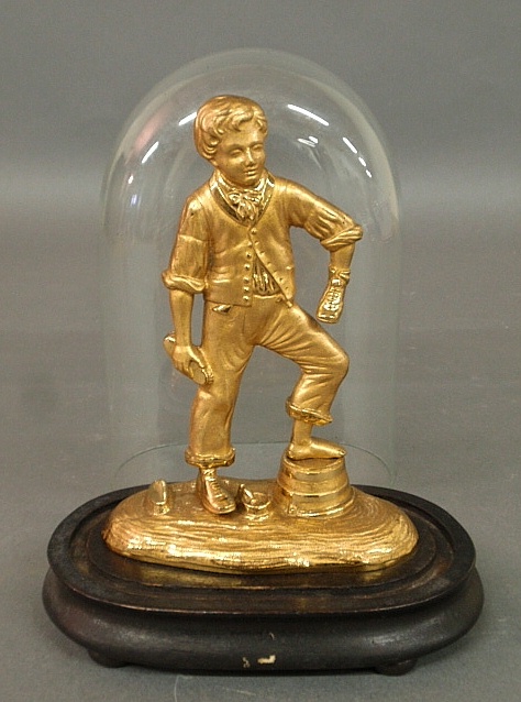 Appraisal: - Gilt bronze figure of a shoe shine boy c