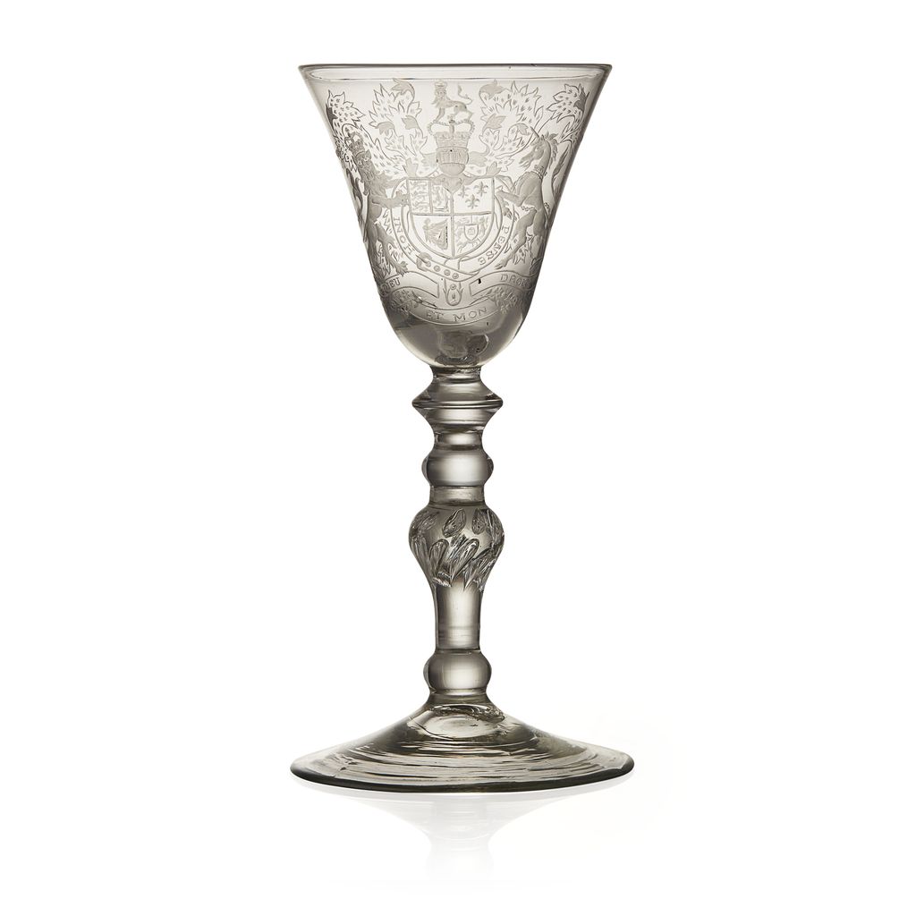 Appraisal: ROYAL ARMORIAL WINE GLASS EARLY TH CENTURY the large funnel