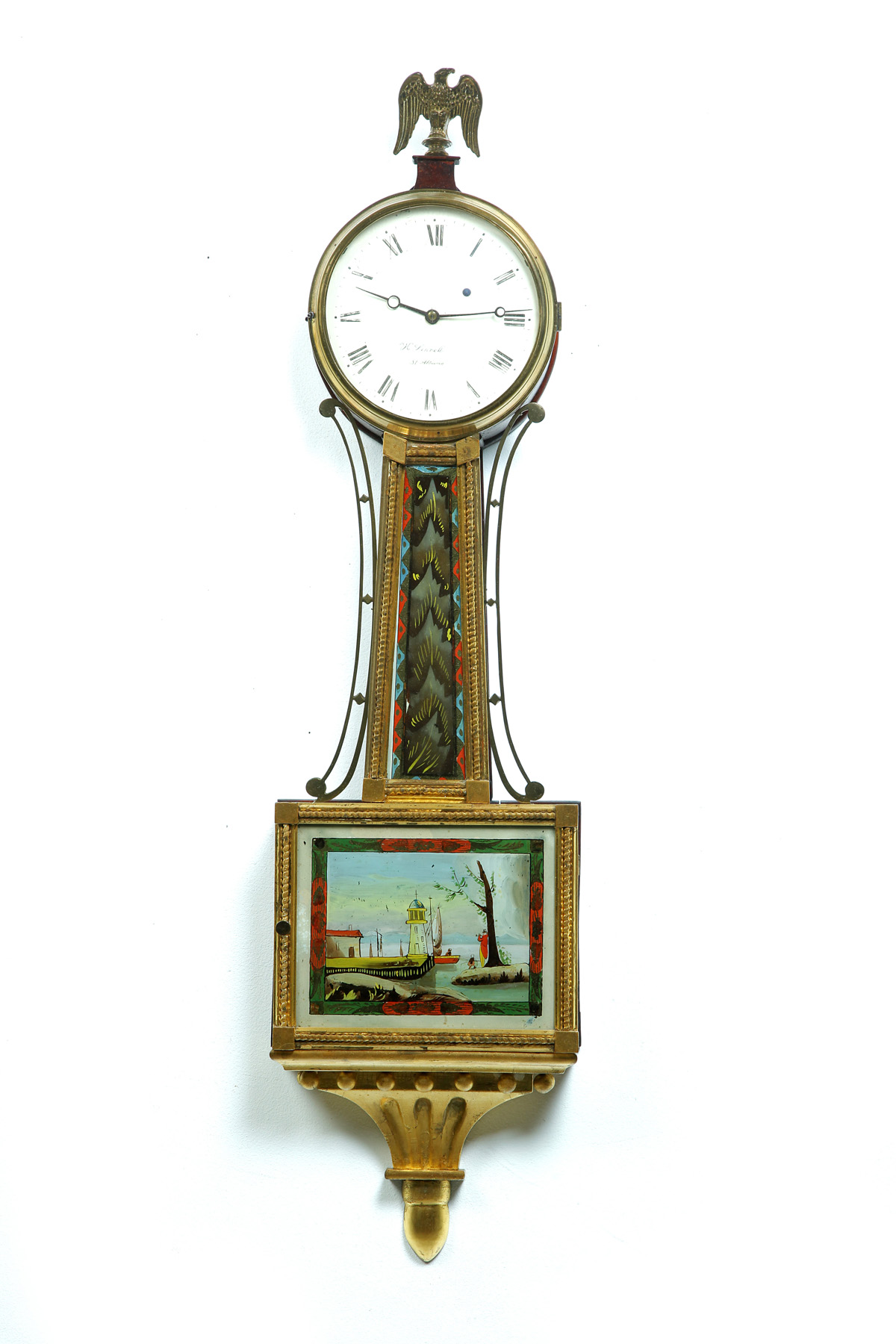 Appraisal: KNOWELL LINNELL ST ALBANS OHIO BANJO CLOCK Ca cherry and