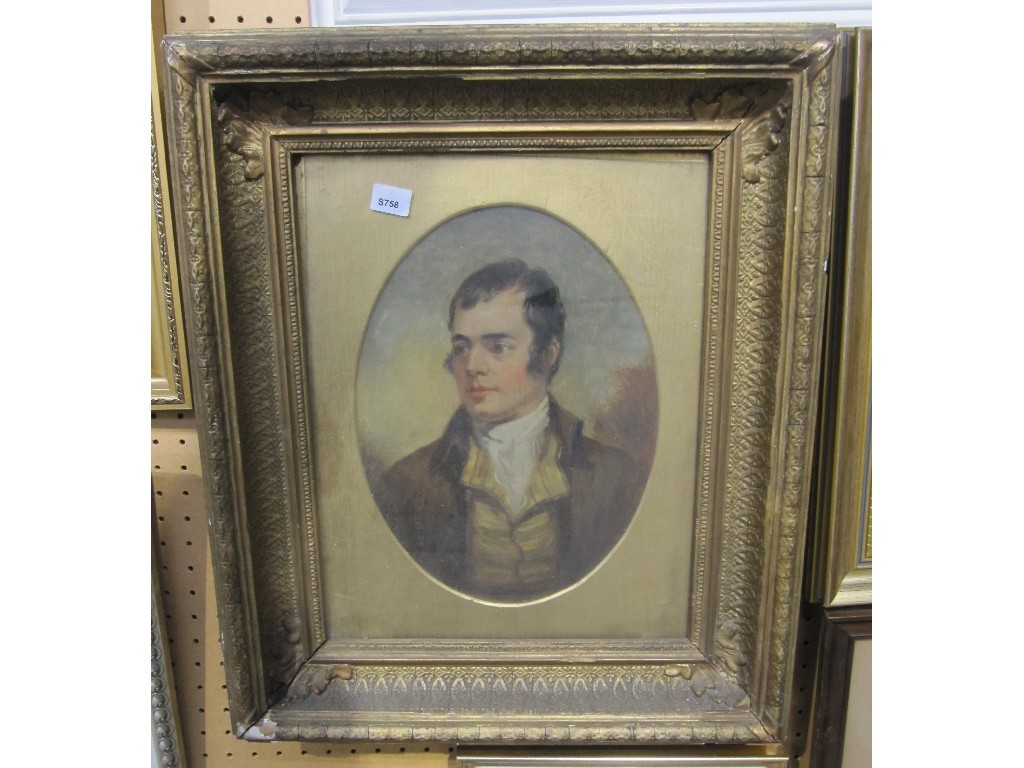 Appraisal: Oil on board copy or overpainted print 'Robert Burns