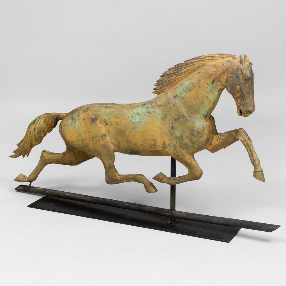 Appraisal: Running Horse Gilt-Metal Weathervane attributed to Whiting Co Raised on