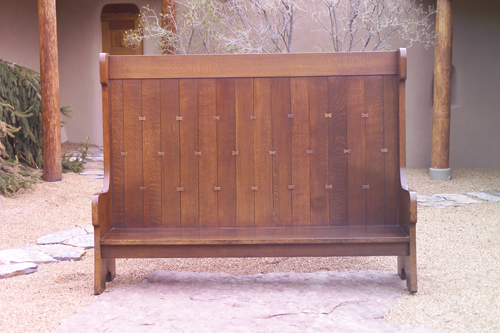 Appraisal: GUSTAV STICKLEY Custom-made hall bench fastened with butterfly joints the