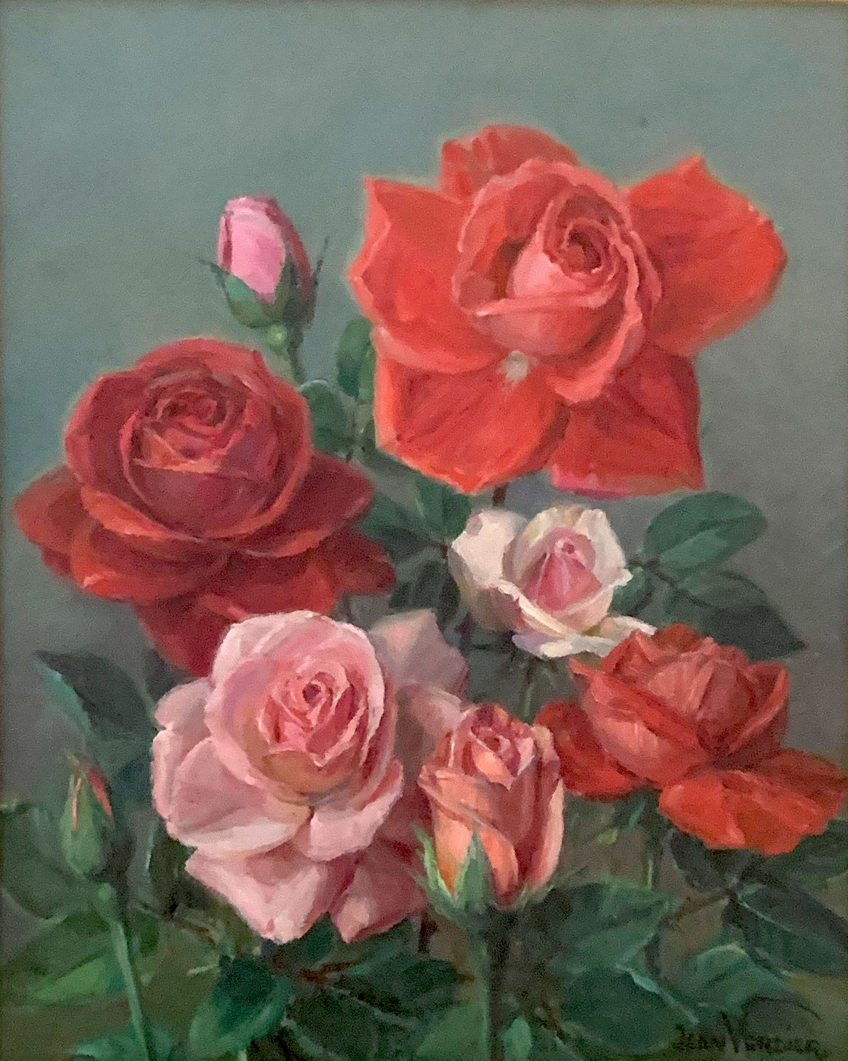 Appraisal: VERDIER Jean Swiss - Still life of Roses Oil Masonite