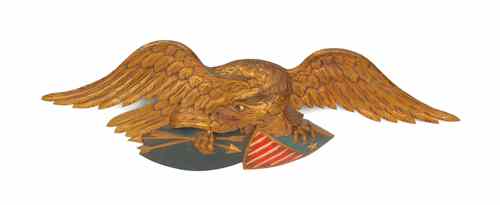 Appraisal: Carved giltwood eagle plaque ca x