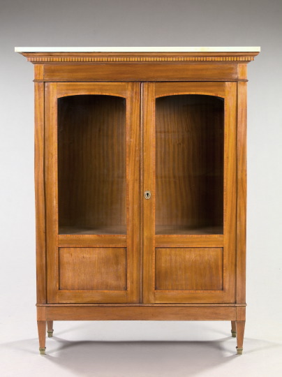 Appraisal: Louis XVI-Style Mahogany and Marble-Top Vitrine early th century the