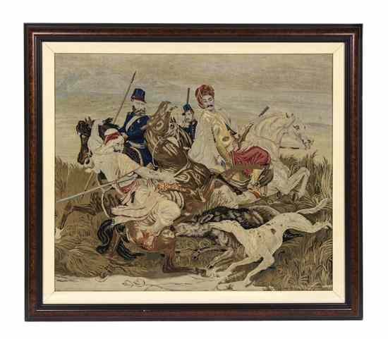 Appraisal: A Continental Needlework Picture th century depicting Turkish soldiers at