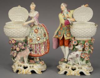 Appraisal: Pair of Chelsea porcelain figure s mand and a woman