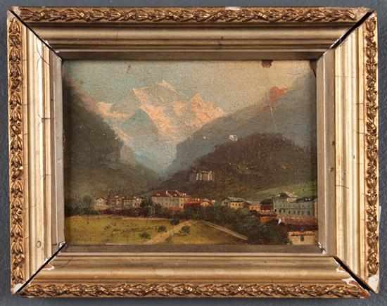 Appraisal: Continental School th century Alpine Landscape oil on board x