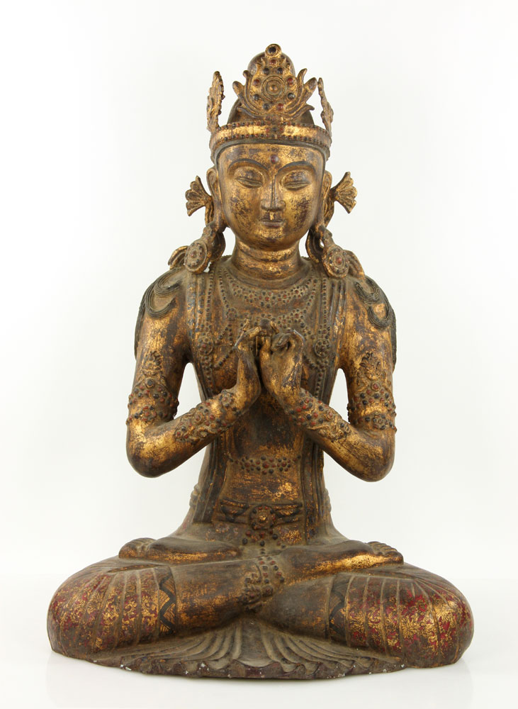 Appraisal: - Ming Dynasty Gilt Bronze Seated Buddha Chinese Ming Dynasty