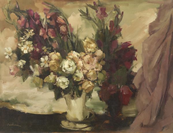 Appraisal: PIERRE JEROME FRENCH - x Floral still life Oil on