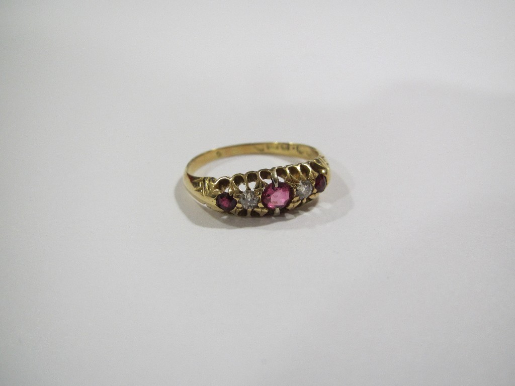 Appraisal: A Victorian ruby and diamond ring with three rubies and