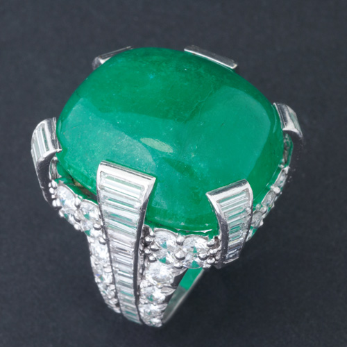 Appraisal: David Webb massive emerald and diamond ring in pt in