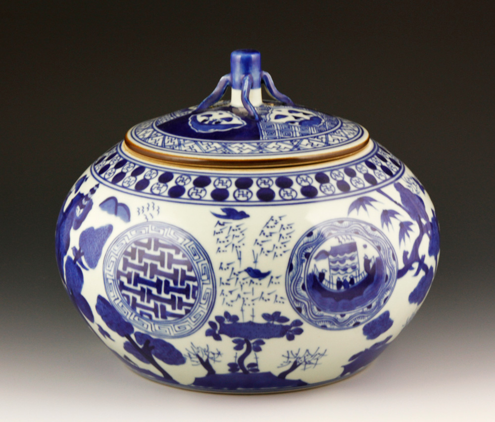 Appraisal: - Chinese Blue and White Jar Chinese blue and white